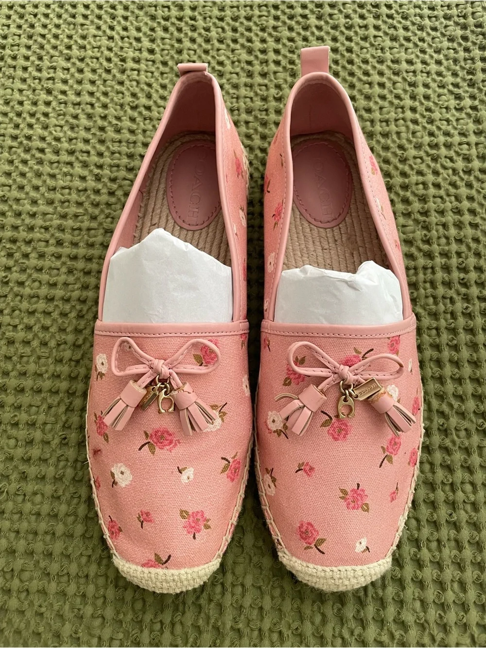 Coach Pink Floral Slip-On Espadrille Loafers - Women's